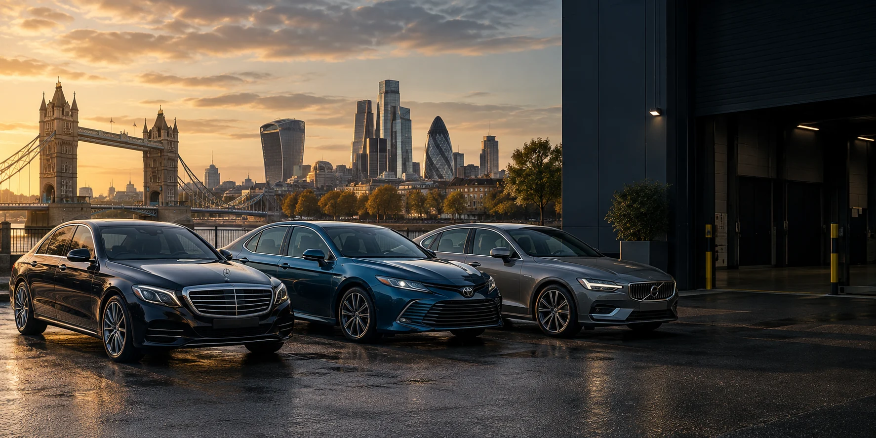 Taxi Fleet — illustrative UK vehicle scene